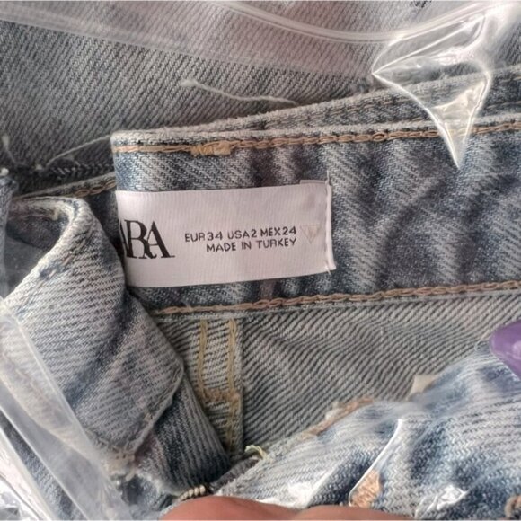 Zara Blue Flare Wide Leg Jeans with Distressed Details - Picture 4 of 11